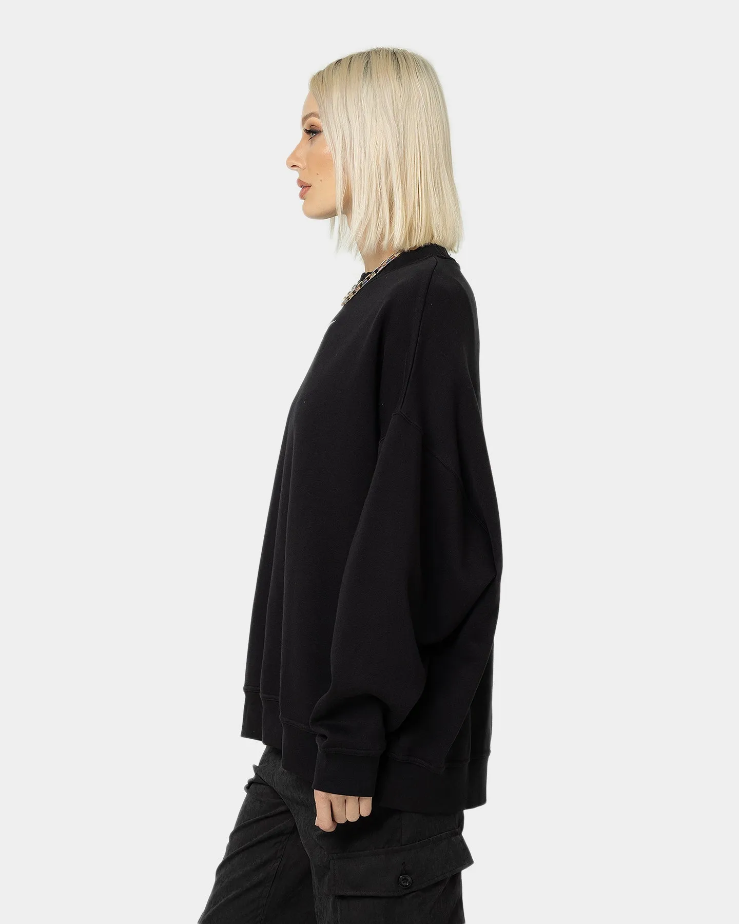 Nike Women's Sportswear Collection Essentials Over-Oversized Fleece Crewneck Black/White