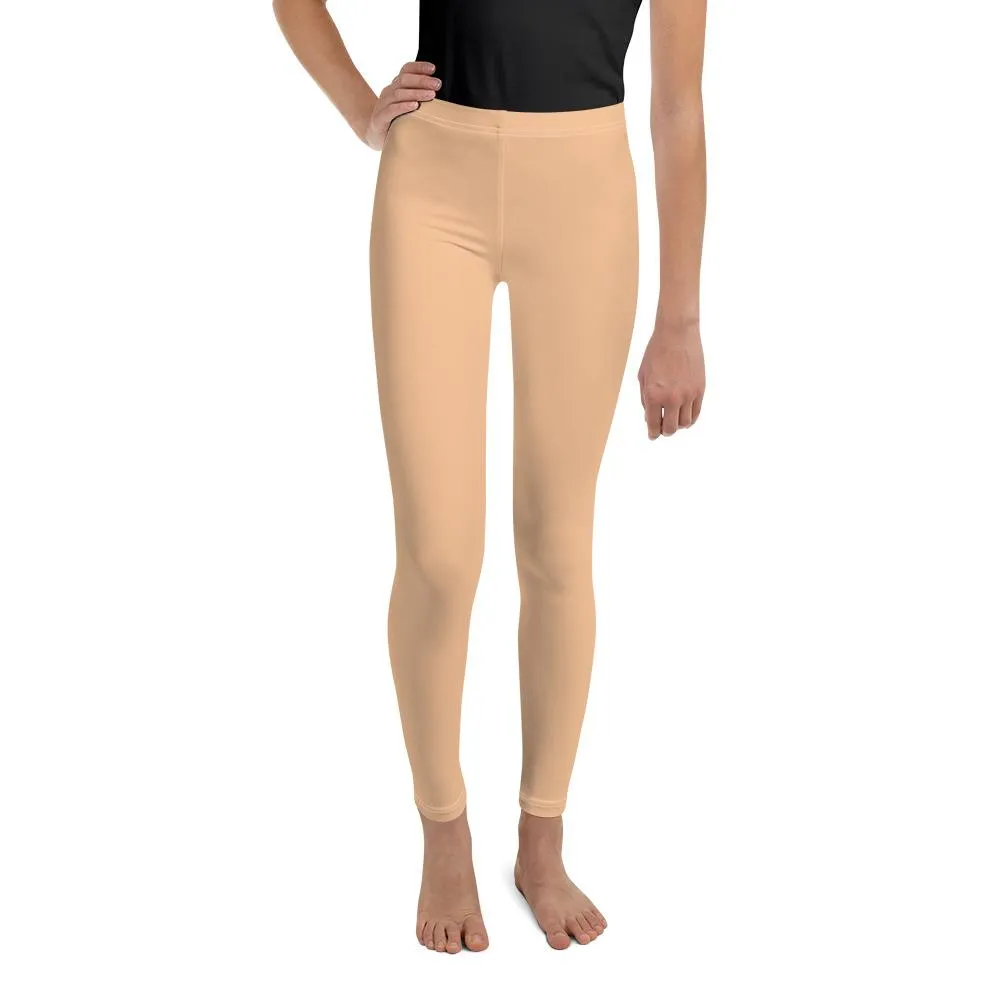Nude Beige Solid Color Premium Comfy Gym Sports Youth Leggings - Made in USA/EU