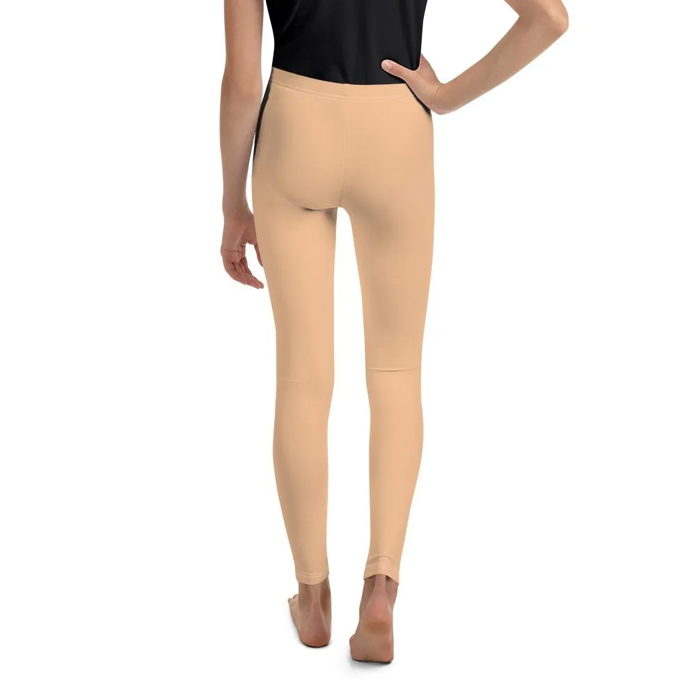 Nude Beige Solid Color Premium Comfy Gym Sports Youth Leggings - Made in USA/EU