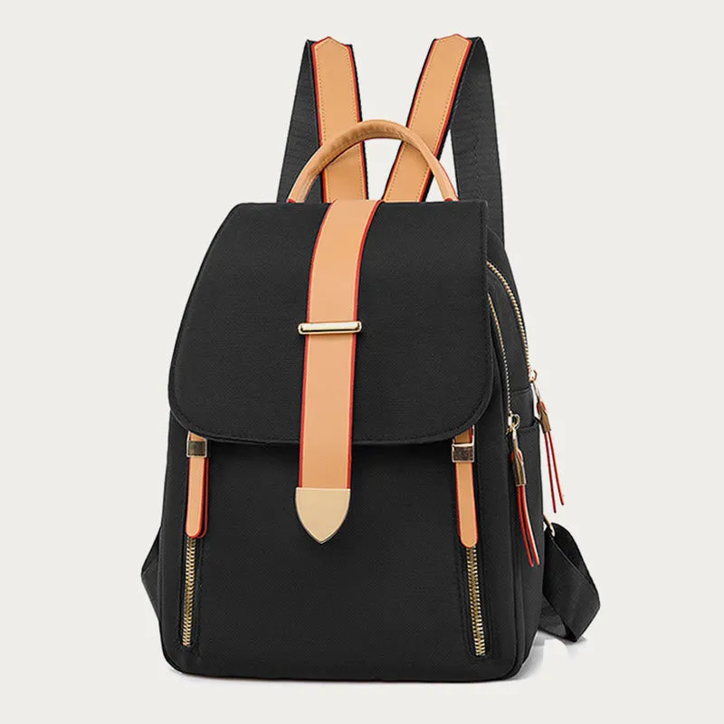 Nylon Backpack For Women Solid Color Large Capacity Leisure Bag