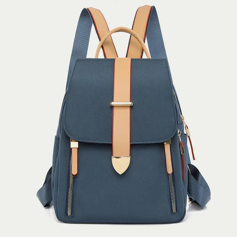 Nylon Backpack For Women Solid Color Large Capacity Leisure Bag