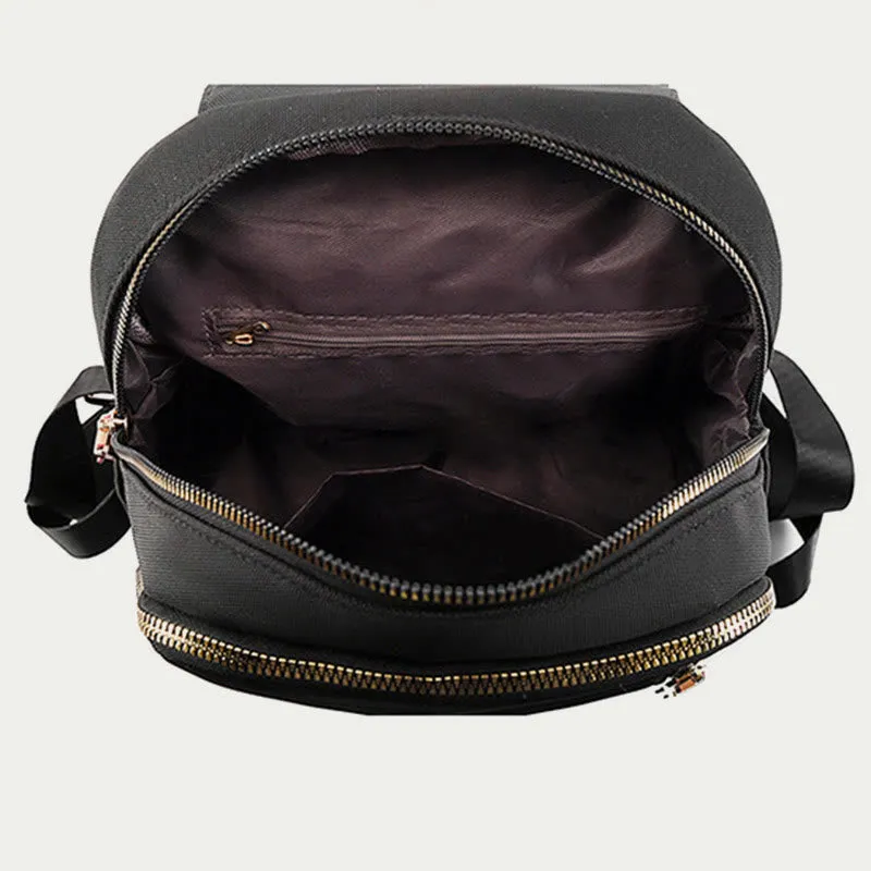 Nylon Backpack For Women Solid Color Large Capacity Leisure Bag