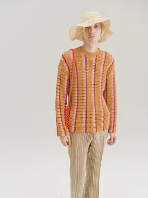 Orange Stripe Crochet Elton Jumper