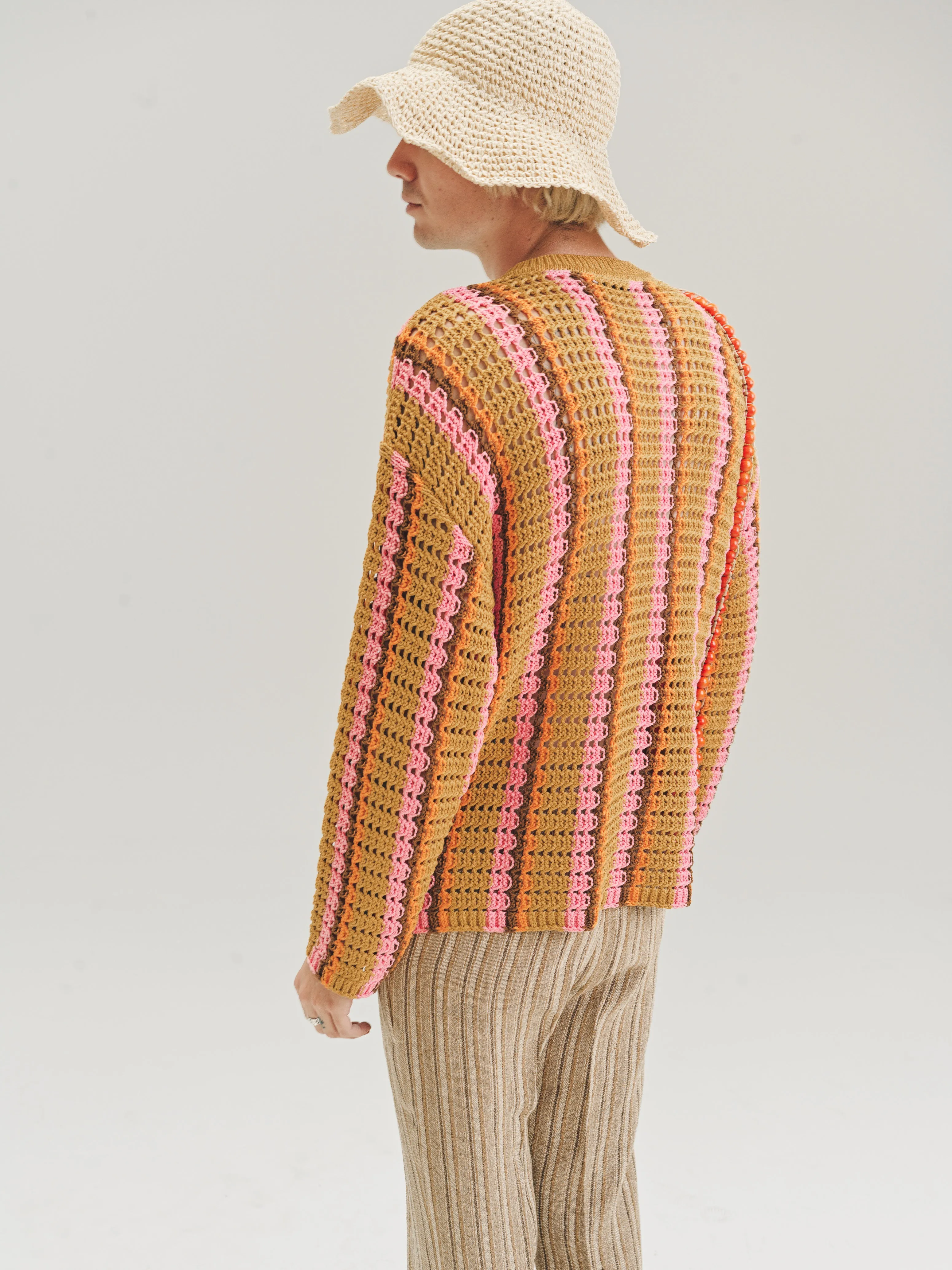 Orange Stripe Crochet Elton Jumper