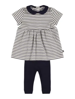 Petit Bateau   Striped cotton dress &amp; leggings 