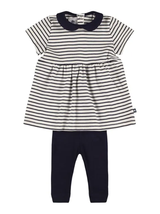 Petit Bateau   Striped cotton dress &amp; leggings 