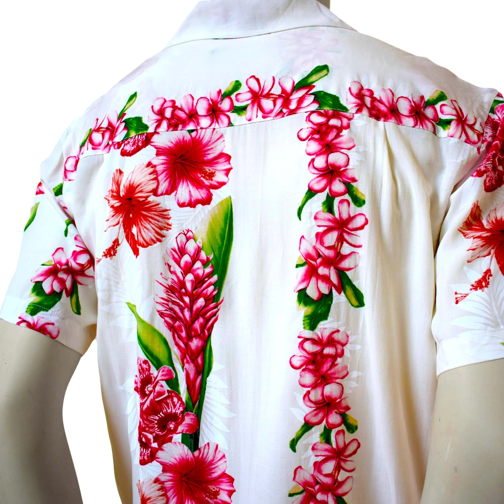 Plumeria Panel Hawaiian Shirts for Men - Short-Sleeve Aloha Mens Shirt