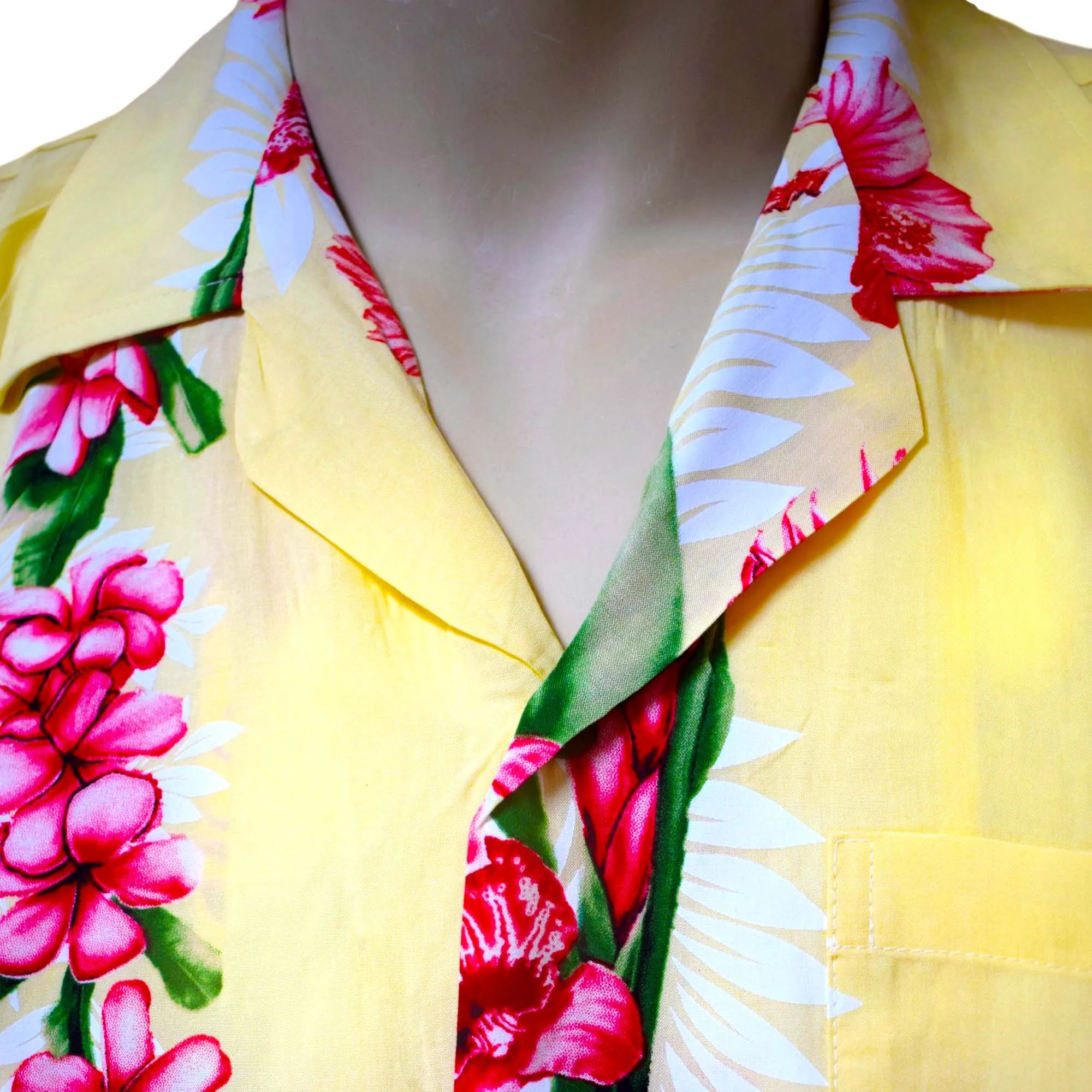 Plumeria Panel Hawaiian Shirts for Men - Short-Sleeve Aloha Mens Shirt