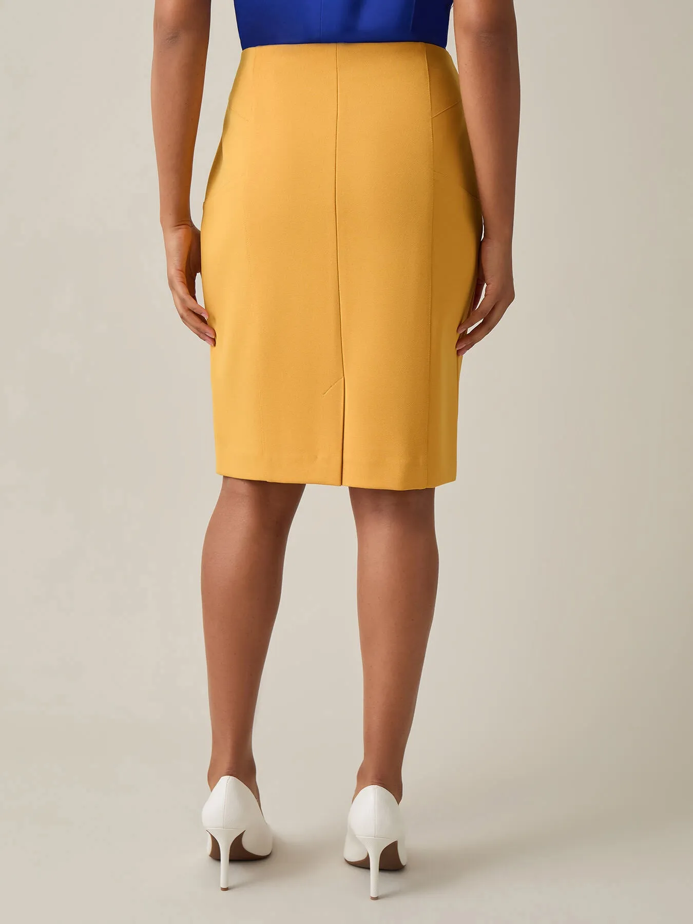 Plus Pull-On Knee-Length Skirt, Gold Signature