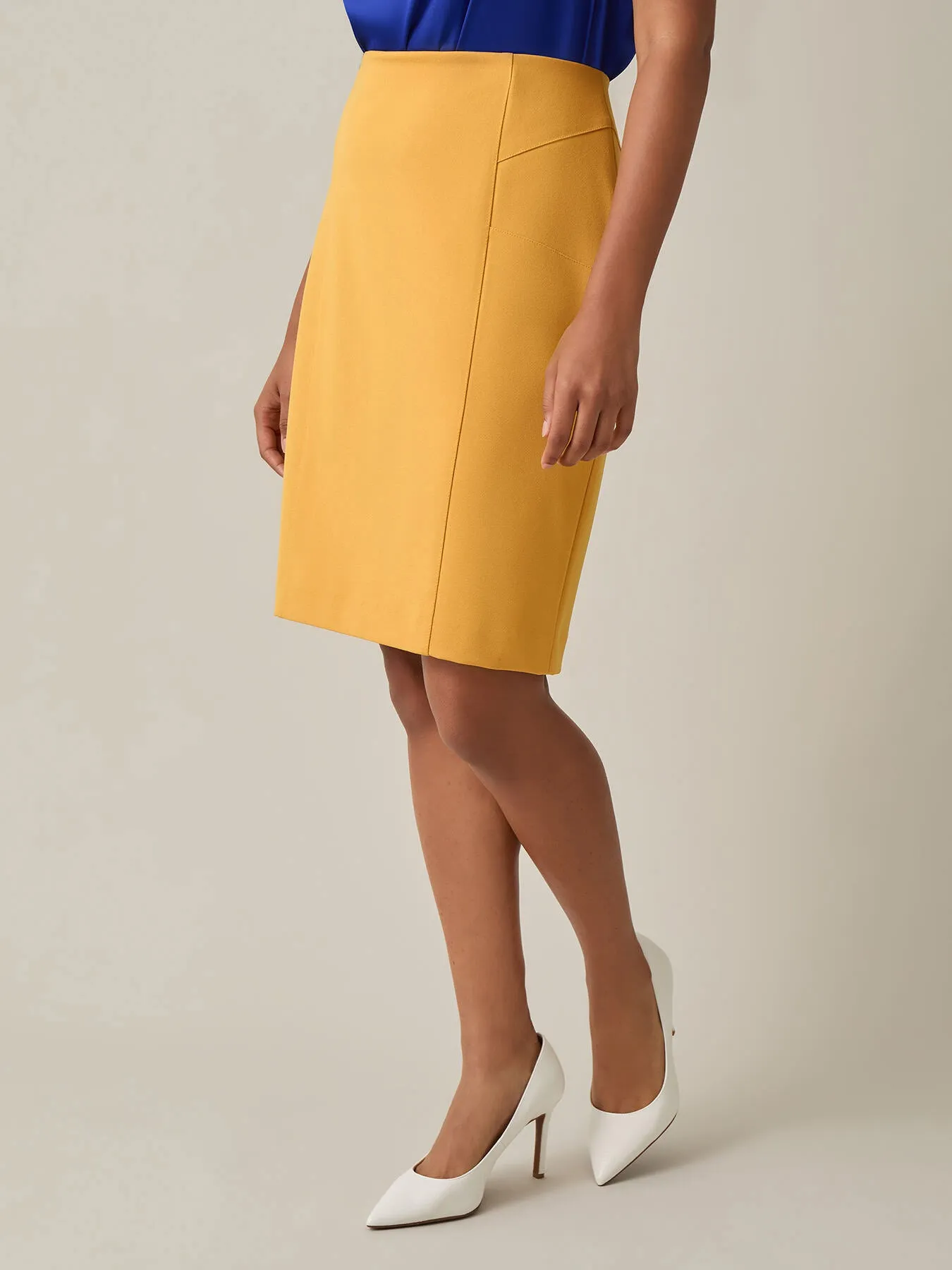 Plus Pull-On Knee-Length Skirt, Gold Signature