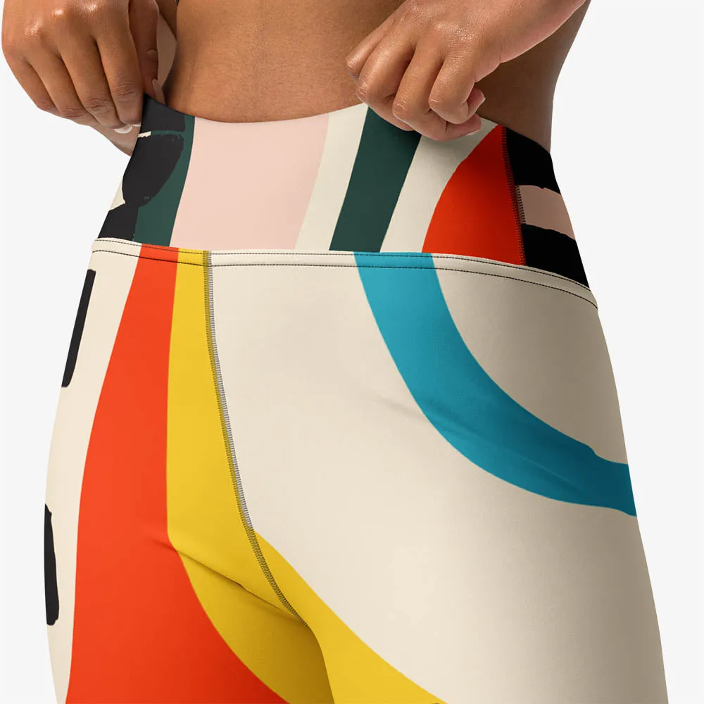 Printed Leggings "Stripe Art" Black/Red/Yellow