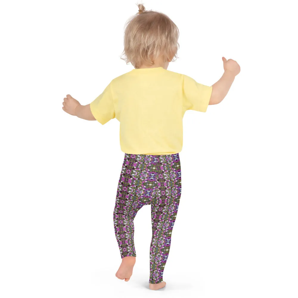 Purple Abstract Kid's Leggings, Premium Fashion Tights For Boys & Girls-Made in USA/EU/MX
