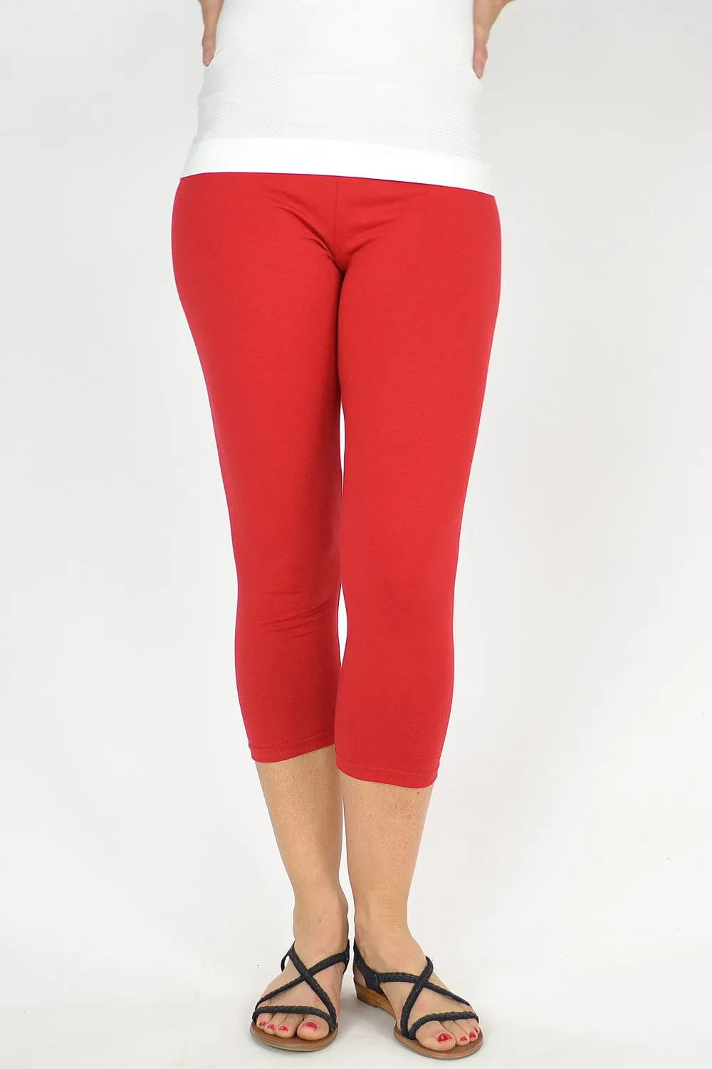 Red Cotton 3/4 leggings