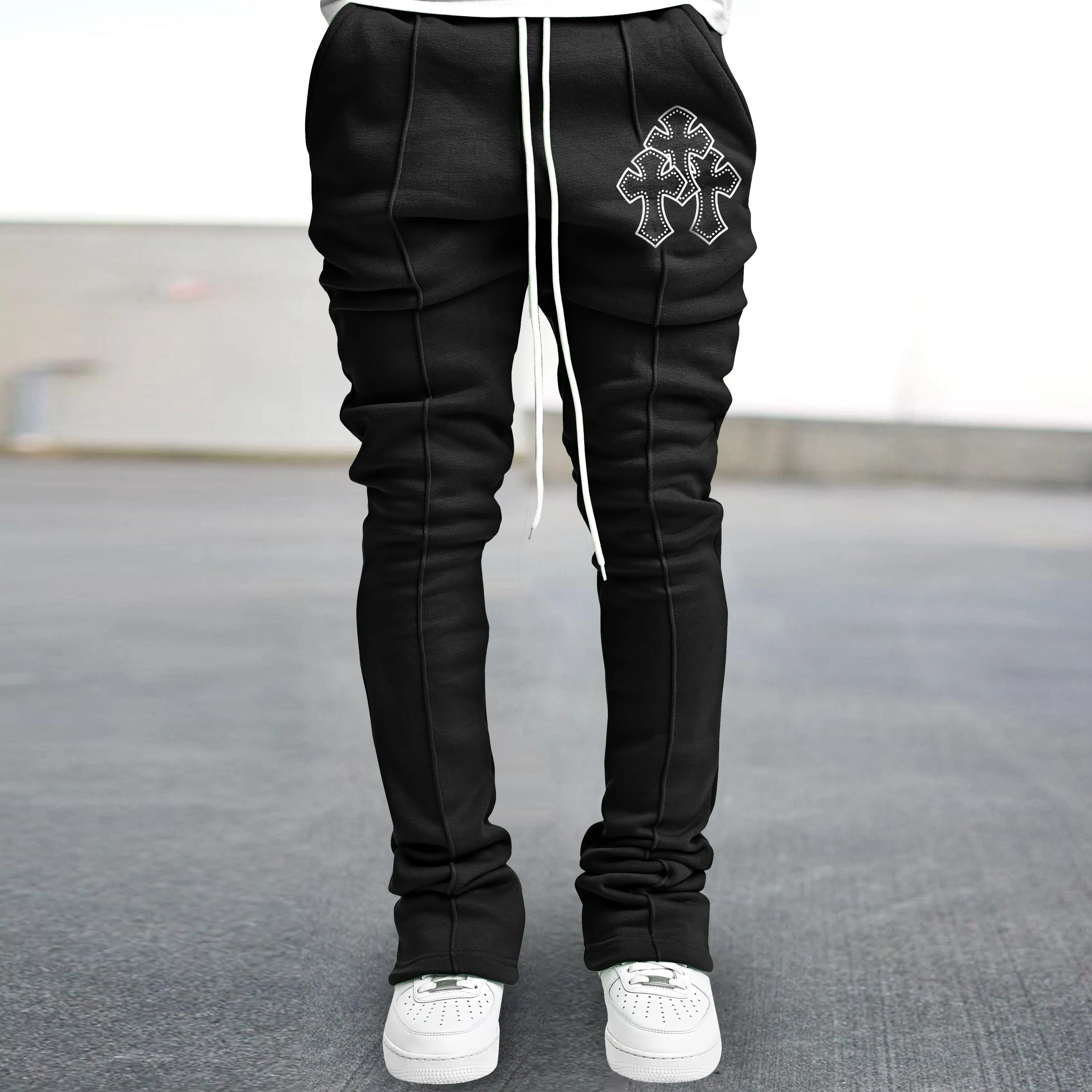 Retro Fashion Hip-Hop Tide Brand Cross Flared Pants