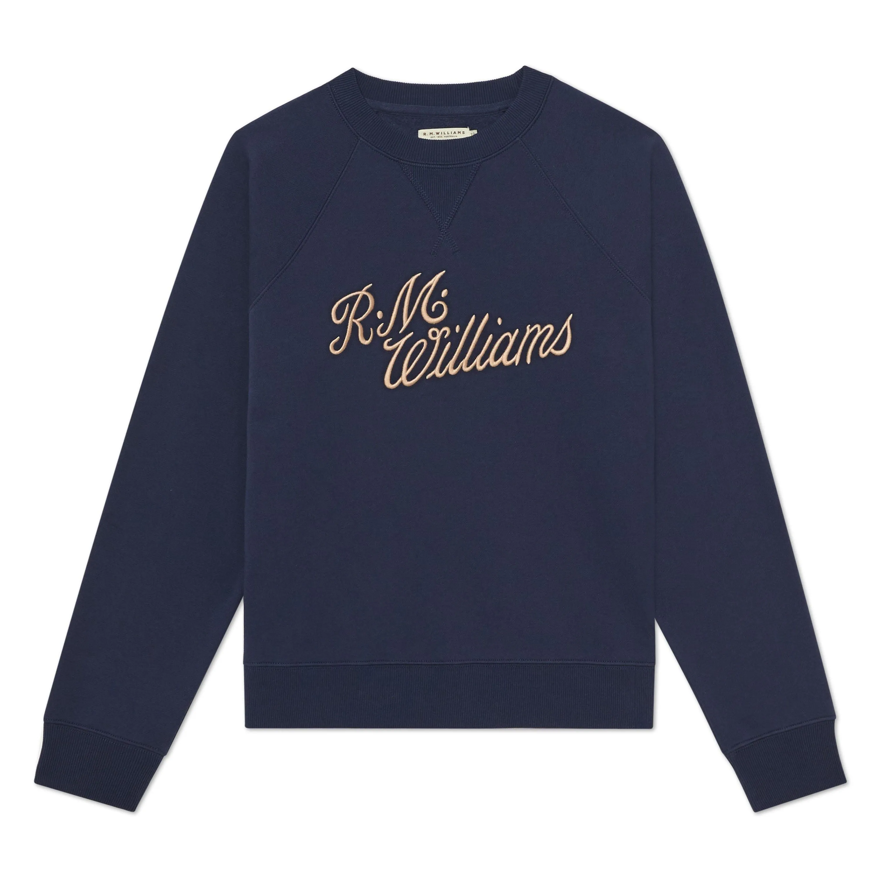 R.M.Williams Script Ladies Crew Neck Sweater - Navy/Cream