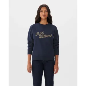 R.M.Williams Script Ladies Crew Neck Sweater - Navy/Cream