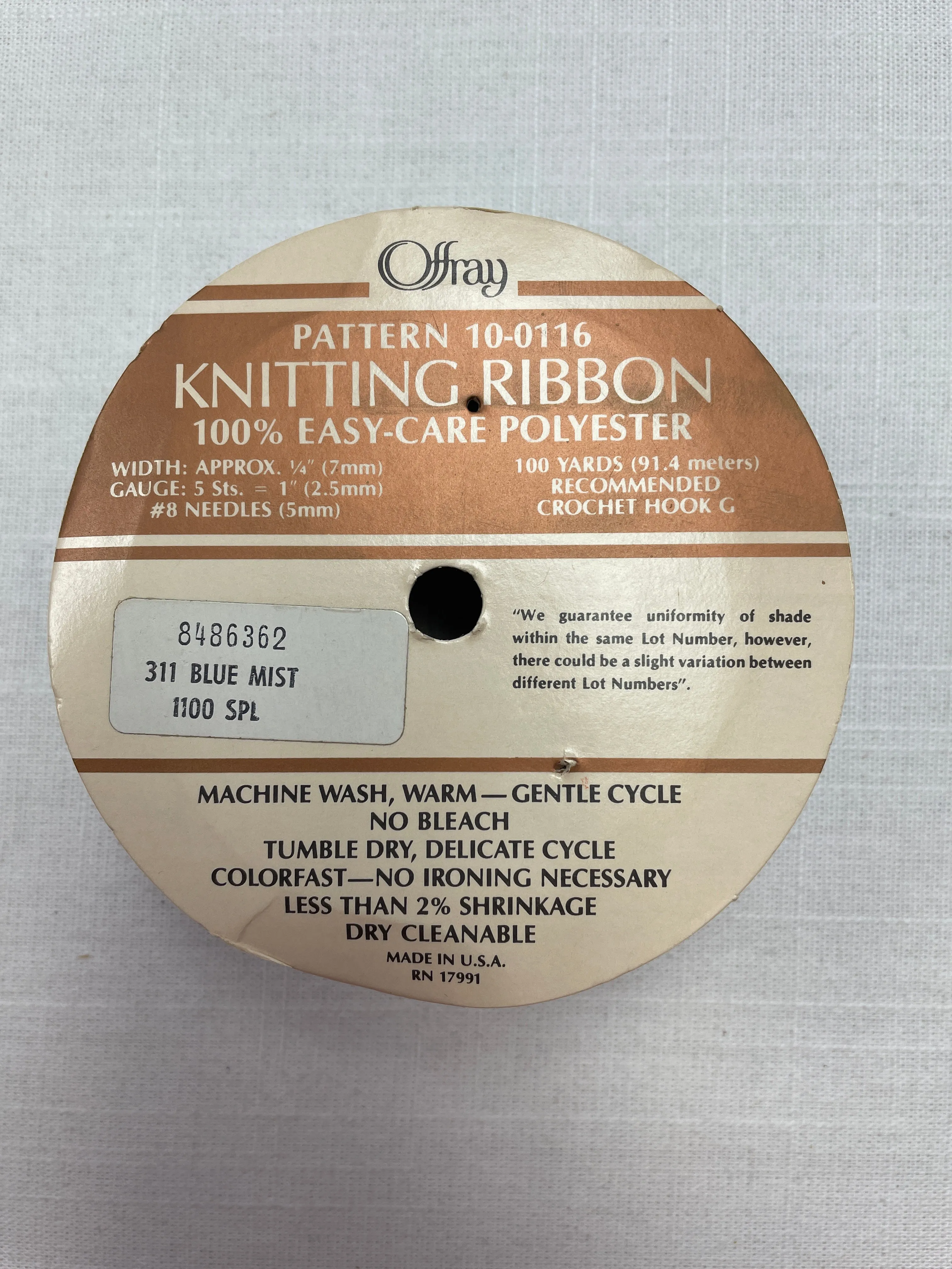 SALE Polyester Knitting Ribbon Vintage - Blue Mist