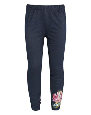 Shopkins Denim Look Girl's Character Leggings - Navy