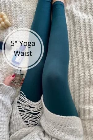 Solid Color 5" Yoga Waist Basic Leggings