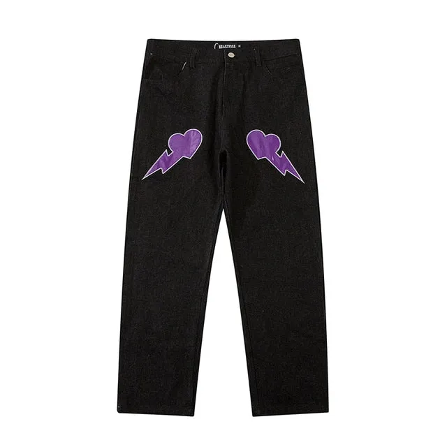 Stars Embroidery Style Loose Jeans
