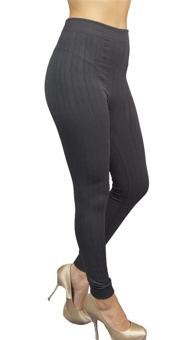 Thorn Guarden Knit Pattern Leggings in Charcoal