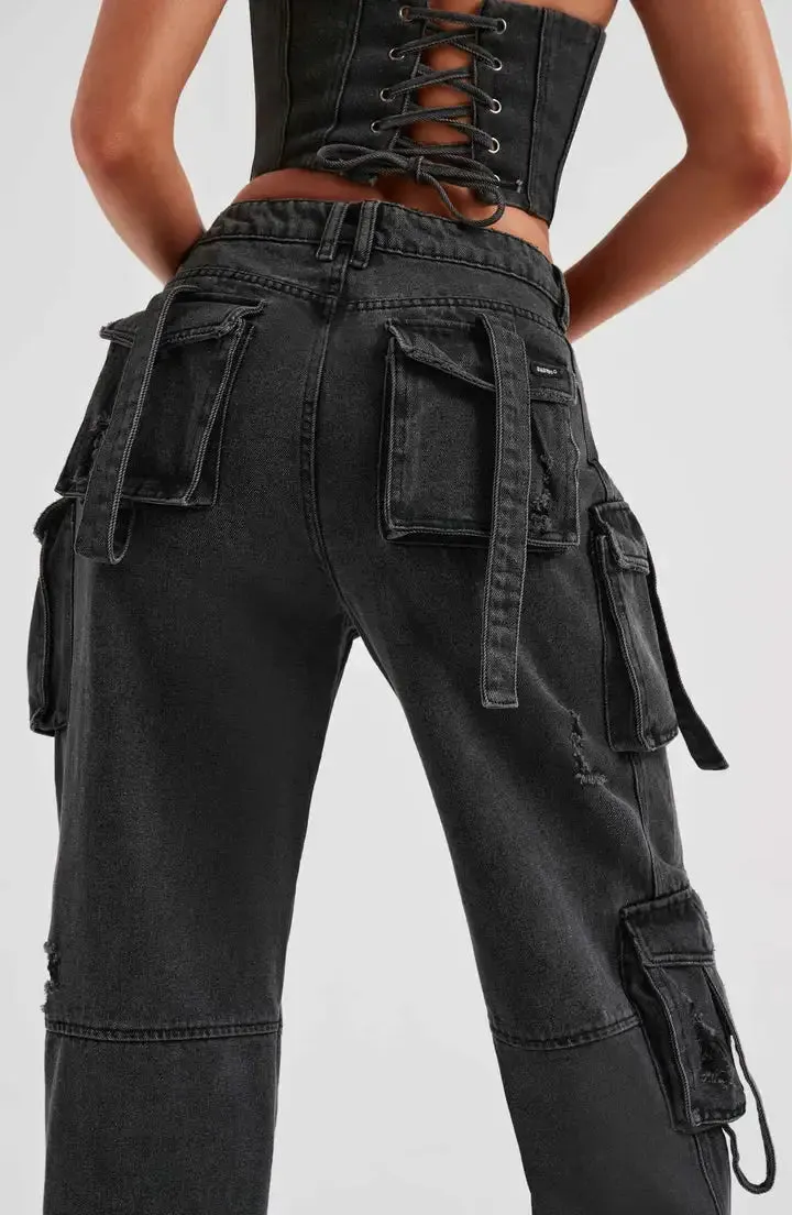 Trendy Women’s Cargo Denim Jeans - Perfect for Casual & Stylish Looks
