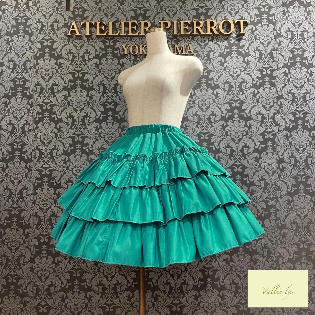 【Vallée lys】ヴァレリス　“Pivoine”Frill Skirt 　 White/Wine/新色TealGreen/Navy/ Black