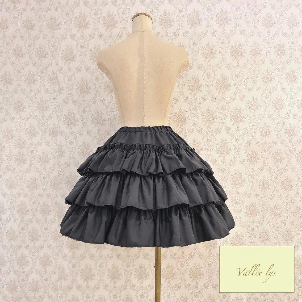 【Vallée lys】ヴァレリス　“Pivoine”Frill Skirt 　 White/Wine/新色TealGreen/Navy/ Black