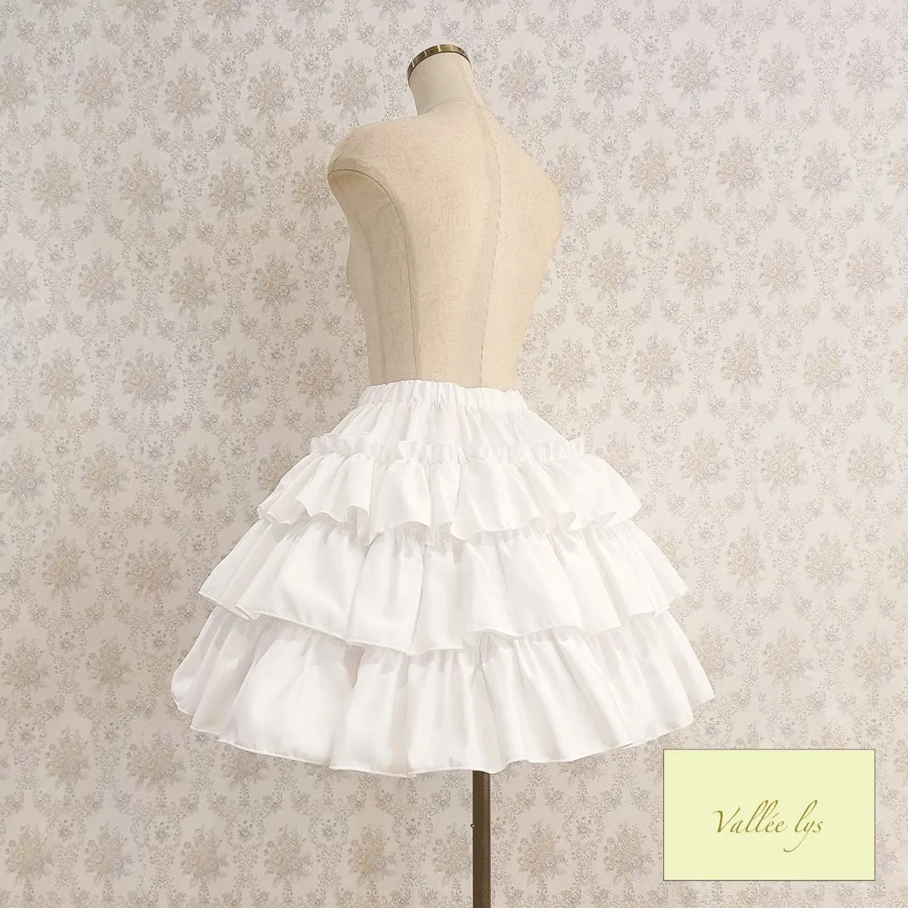【Vallée lys】ヴァレリス　“Pivoine”Frill Skirt 　 White/Wine/新色TealGreen/Navy/ Black