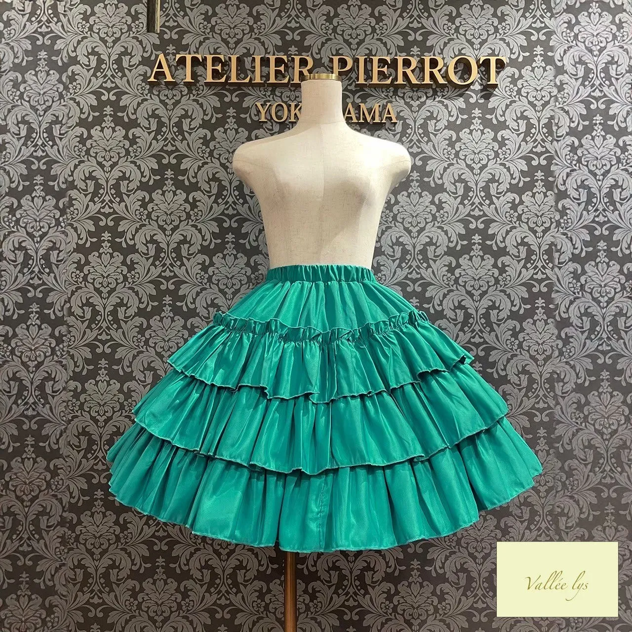 【Vallée lys】ヴァレリス　“Pivoine”Frill Skirt 　 White/Wine/新色TealGreen/Navy/ Black