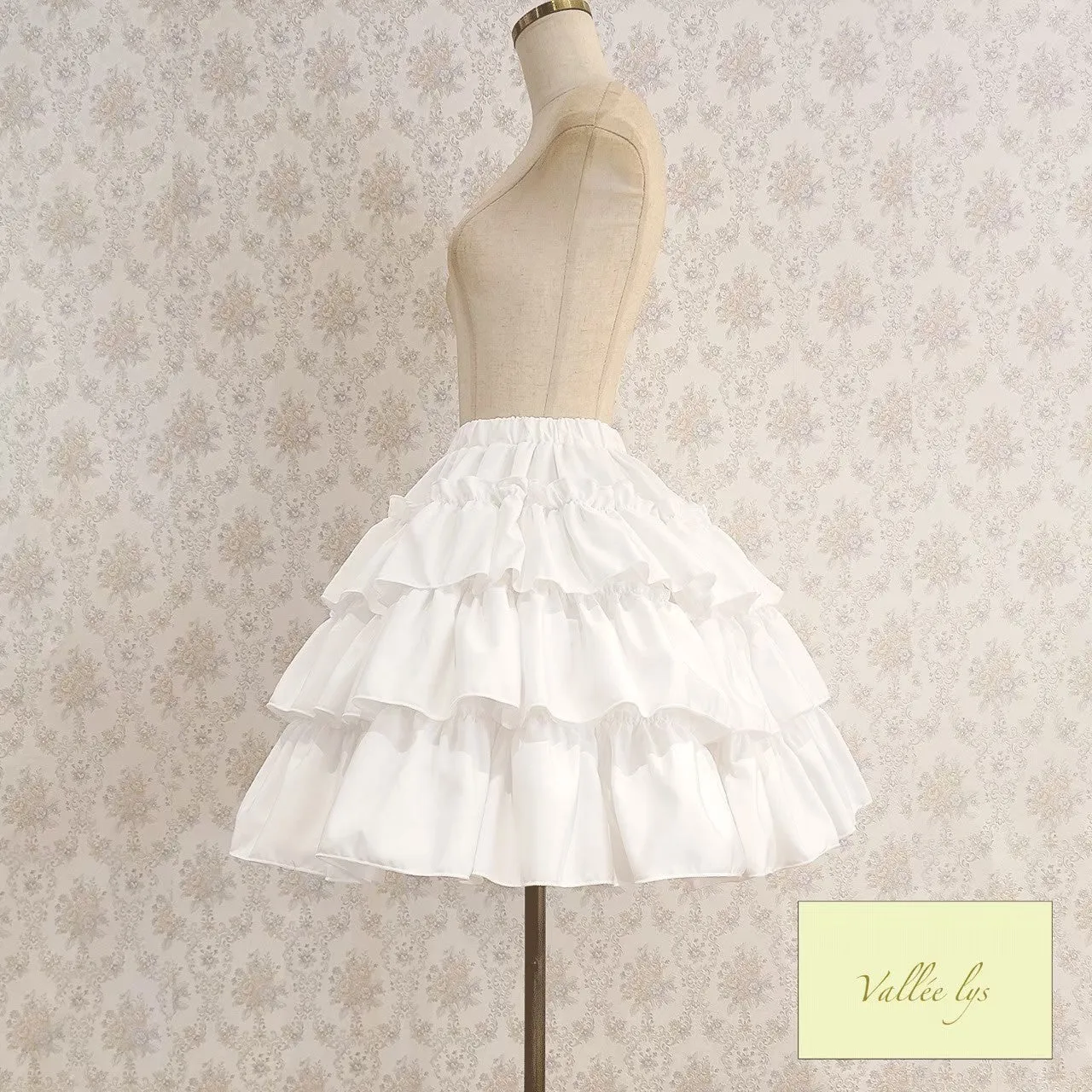 【Vallée lys】ヴァレリス　“Pivoine”Frill Skirt 　 White/Wine/新色TealGreen/Navy/ Black