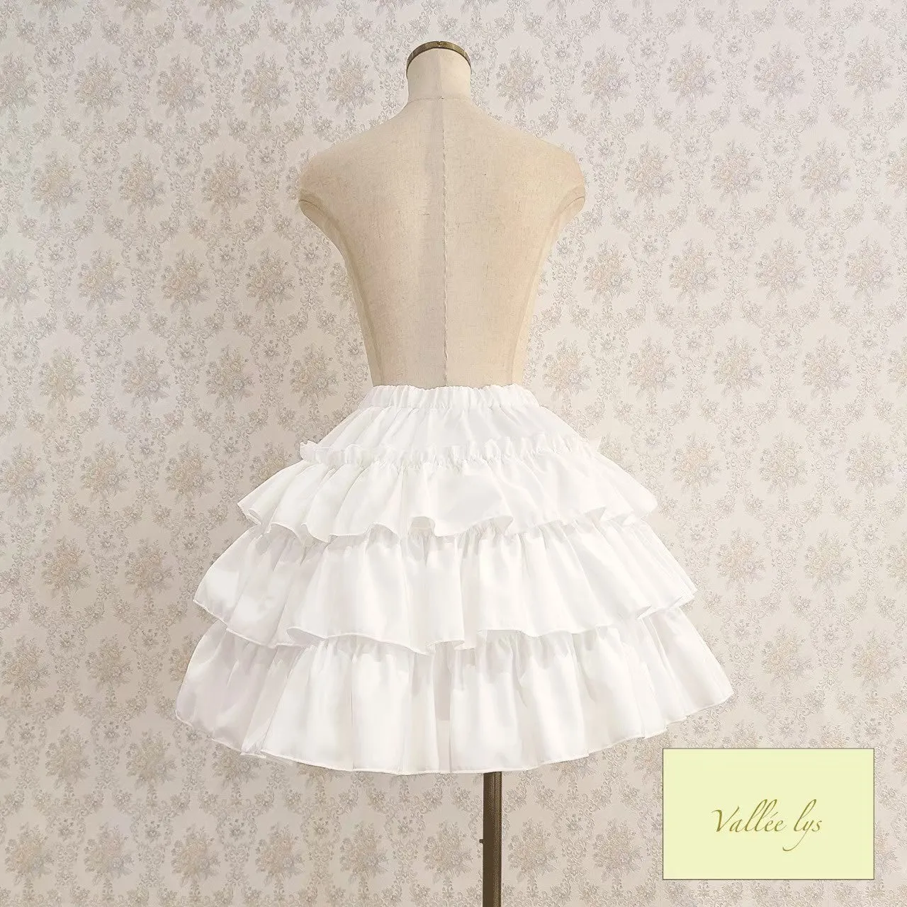 【Vallée lys】ヴァレリス　“Pivoine”Frill Skirt 　 White/Wine/新色TealGreen/Navy/ Black