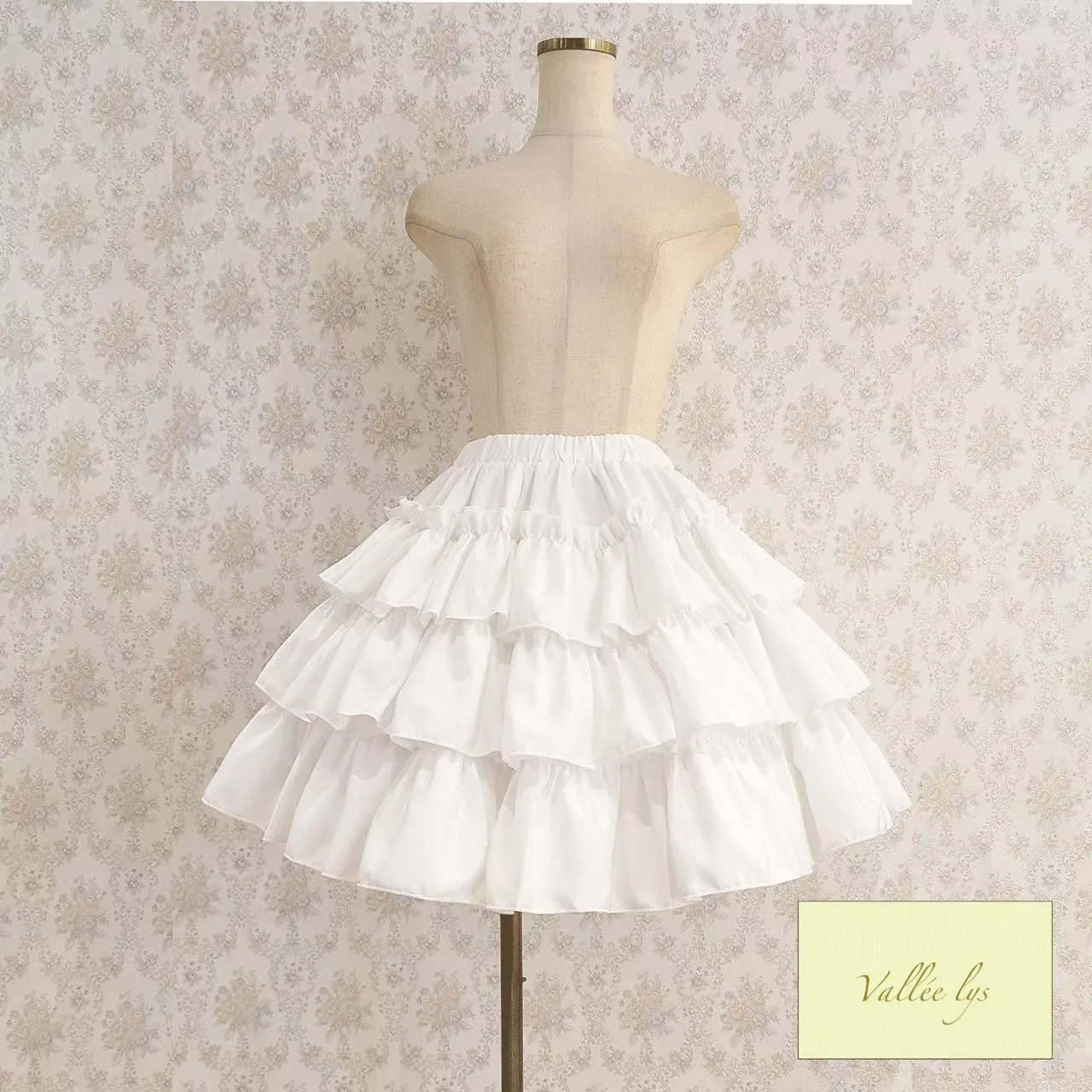 【Vallée lys】ヴァレリス　“Pivoine”Frill Skirt 　 White/Wine/新色TealGreen/Navy/ Black