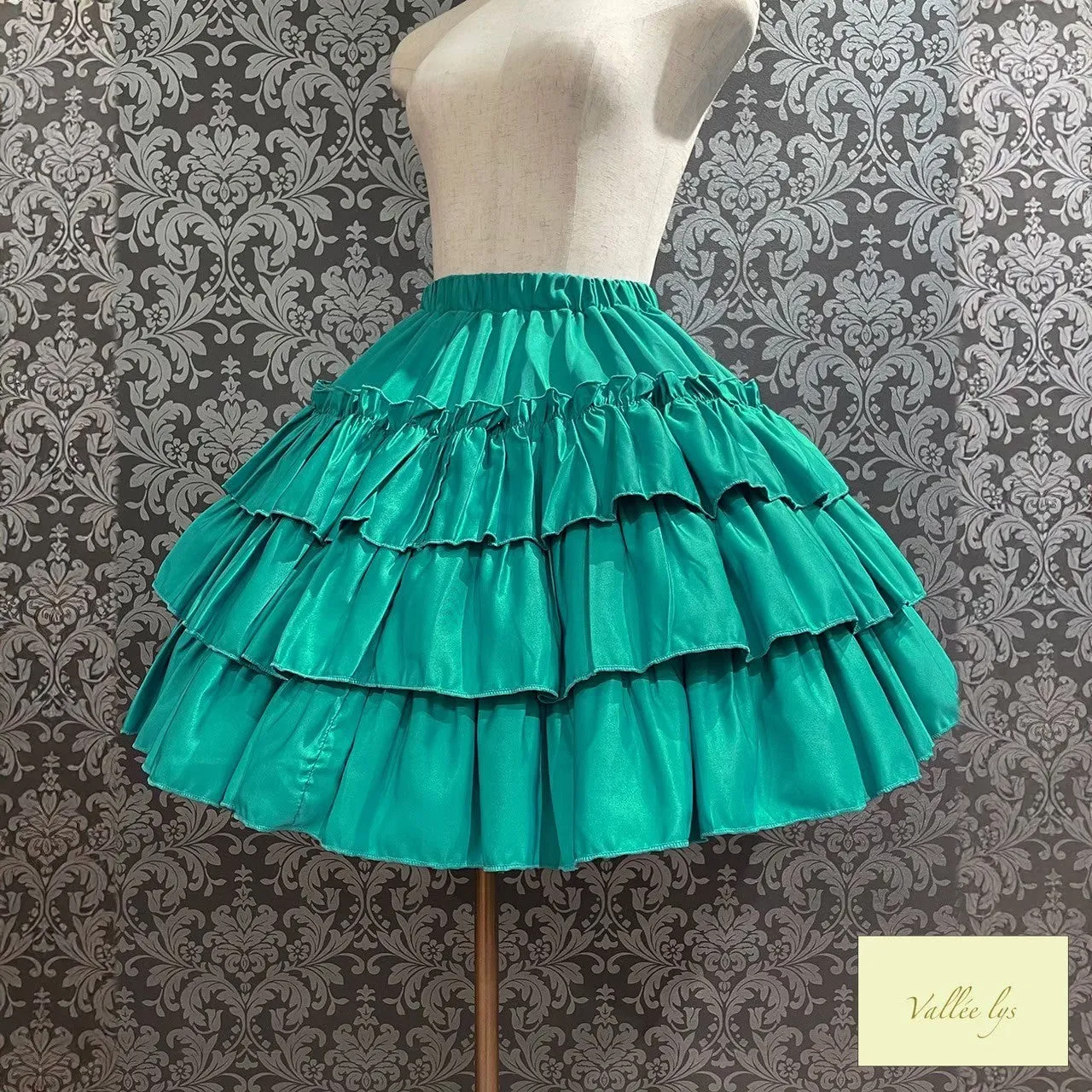 【Vallée lys】ヴァレリス　“Pivoine”Frill Skirt 　 White/Wine/新色TealGreen/Navy/ Black