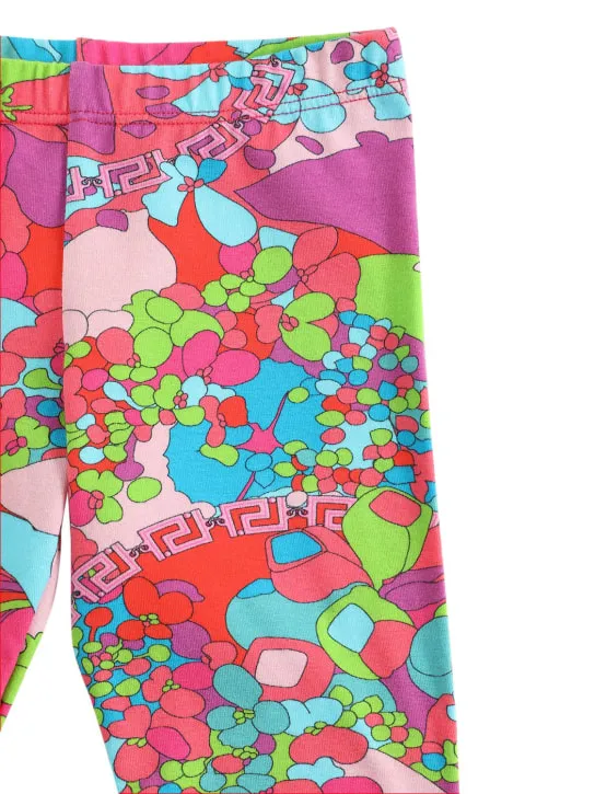 Versace   Flowers print cotton jersey leggings 