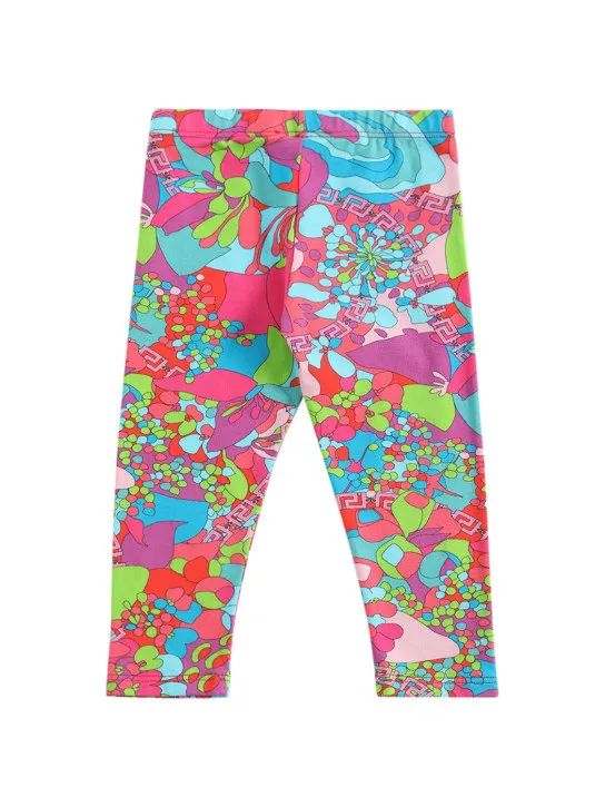 Versace   Flowers print cotton jersey leggings 
