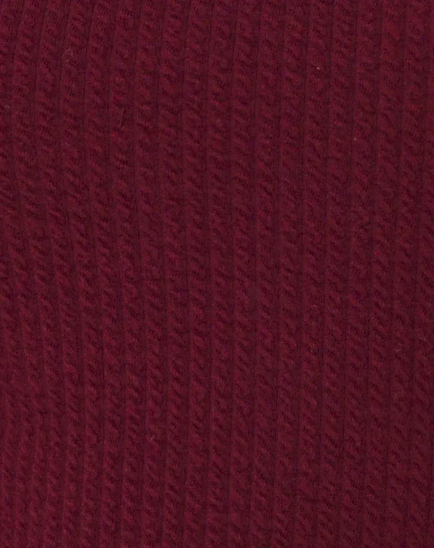 Verso Bodycon Dress in Burgundy