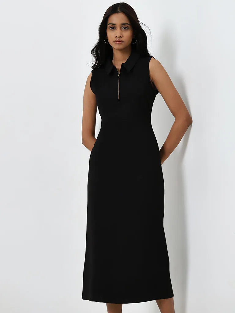 Wardrobe Black Solid Bodycon Dress