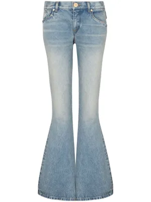 Western Cropped Bootcut Blue Denim Jeans