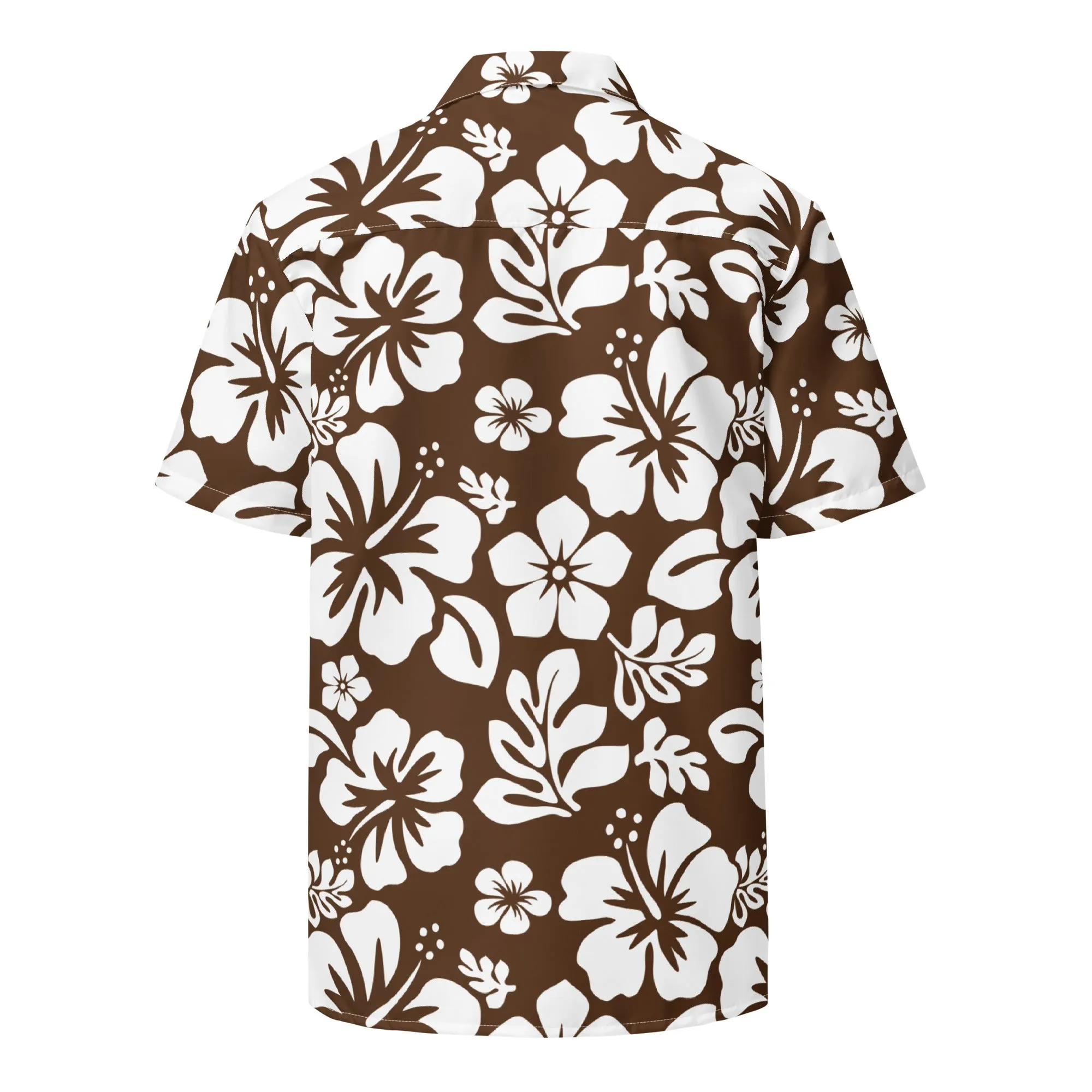 White and Brown Hawaiian Print Aloha Shirt