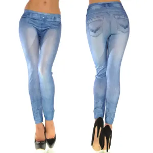 Women New Fashion Classic Stretchy Slim Leggings Sexy Imitation Jean Skinny Jeggings Big Size Chic Comfort Pants