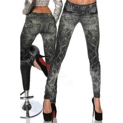 Women New Fashion Classic Stretchy Slim Leggings Sexy Imitation Jean Skinny Jeggings Big Size Chic Comfort Pants