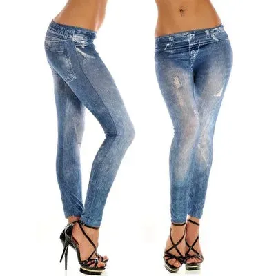 Women New Fashion Classic Stretchy Slim Leggings Sexy Imitation Jean Skinny Jeggings Big Size Chic Comfort Pants