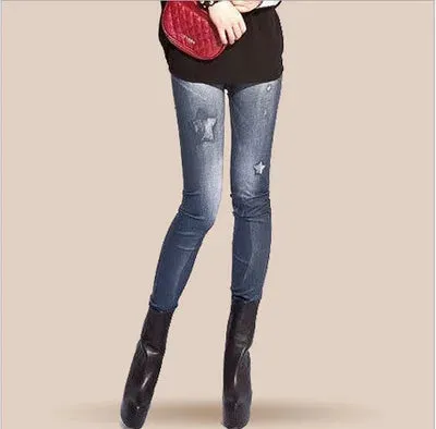 Women New Fashion Classic Stretchy Slim Leggings Sexy Imitation Jean Skinny Jeggings Big Size Chic Comfort Pants