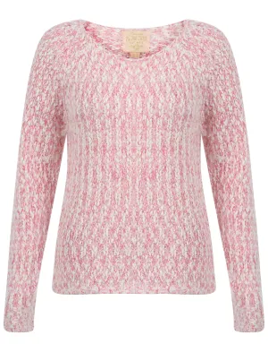 Womens Plum Tree Passion Flower Jumper in Pale Blush and Raspberry Rose twist