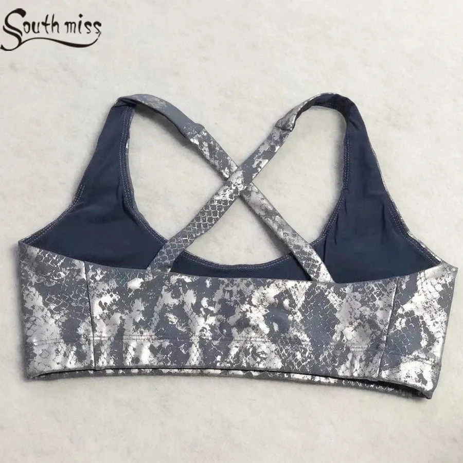 Women’s Retro Metallic Snake Gym Leggings Blue Silver Shiny Legging Fitness Bottoms for High Rise Workout and Yoga
