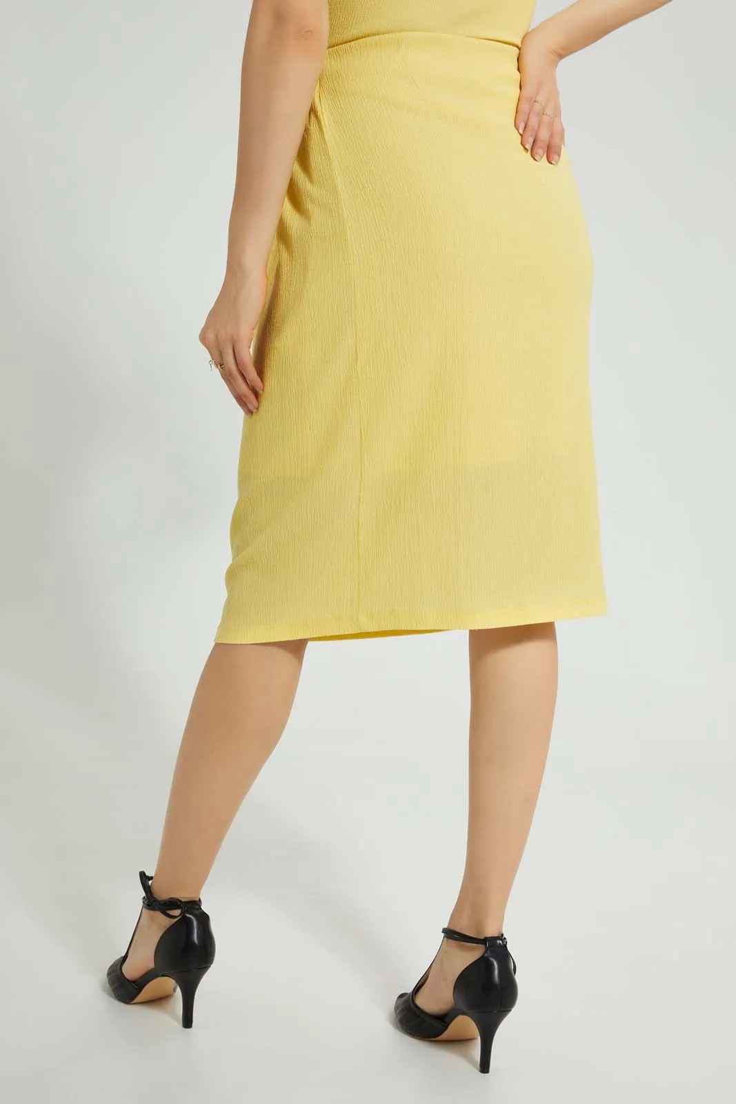 Yellow Pencil Front Wrap Skirt