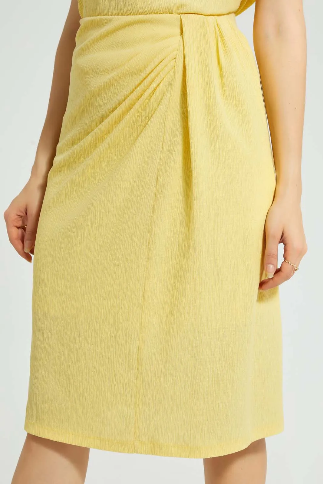 Yellow Pencil Front Wrap Skirt