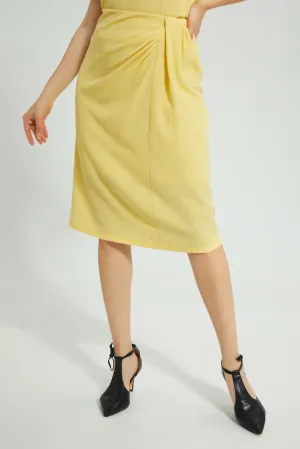 Yellow Pencil Front Wrap Skirt
